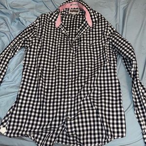 Plaid blue dress express fitted button dow